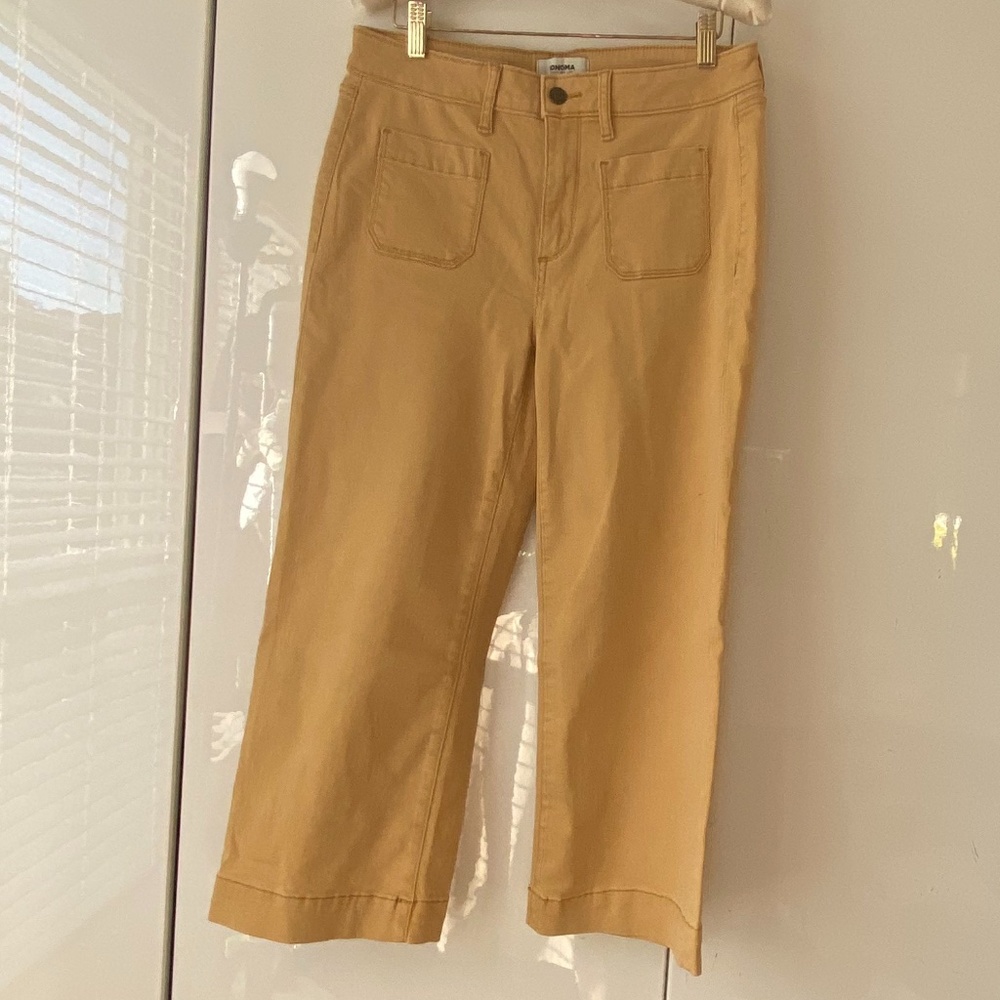 NWOT Wide Leg Crop Jeans Yellow 8 - Picture 1 of 6